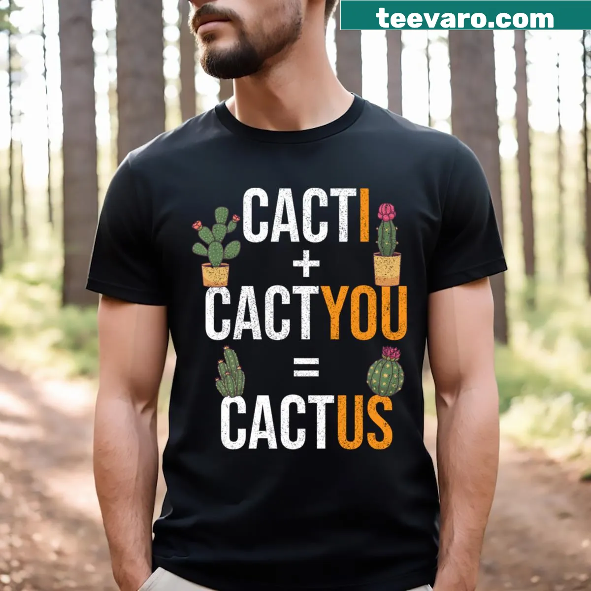 Funny cactus lover t-shirt with humorous graphic and text — on a men's t-shirt
