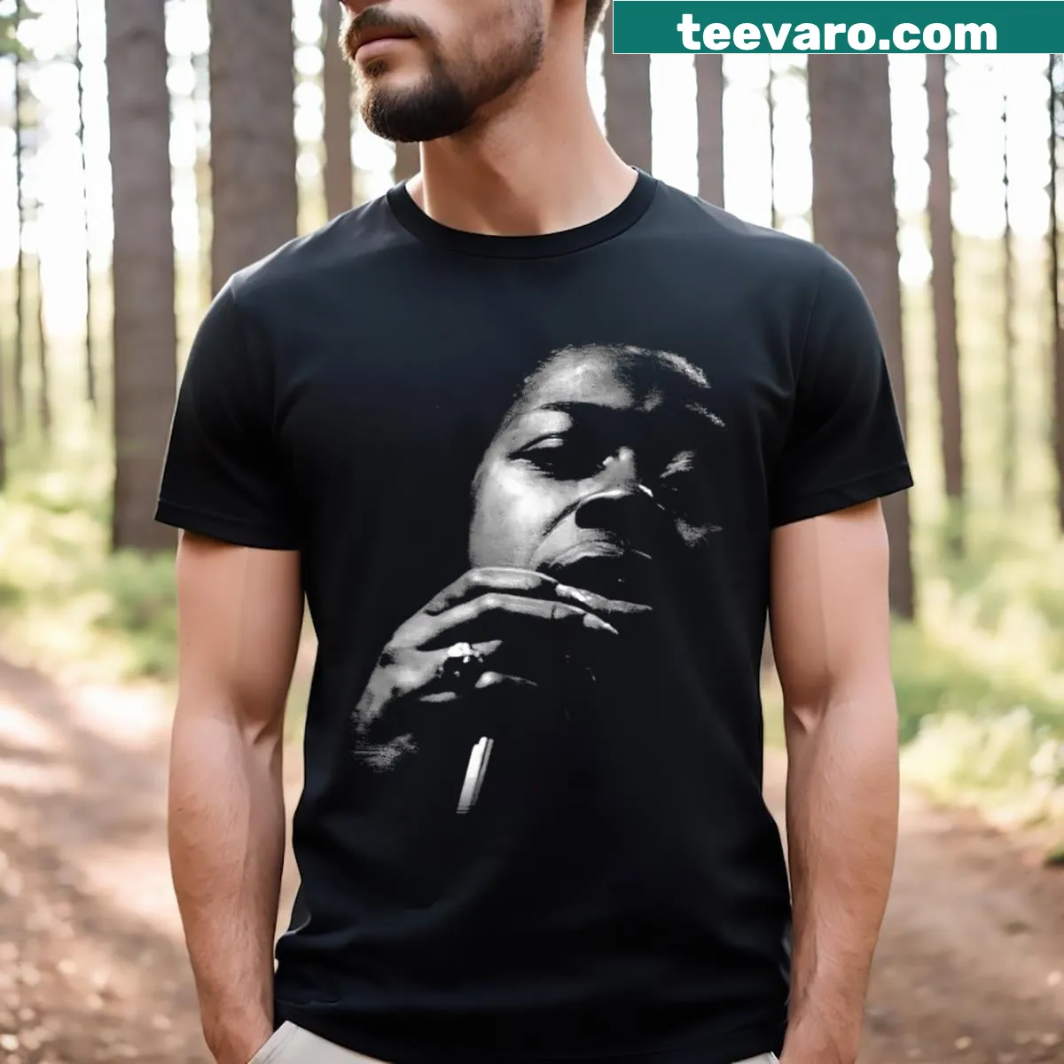 Musical journey tee featuring the phrase Esther's Blues Odyssey — on a men's t-shirt