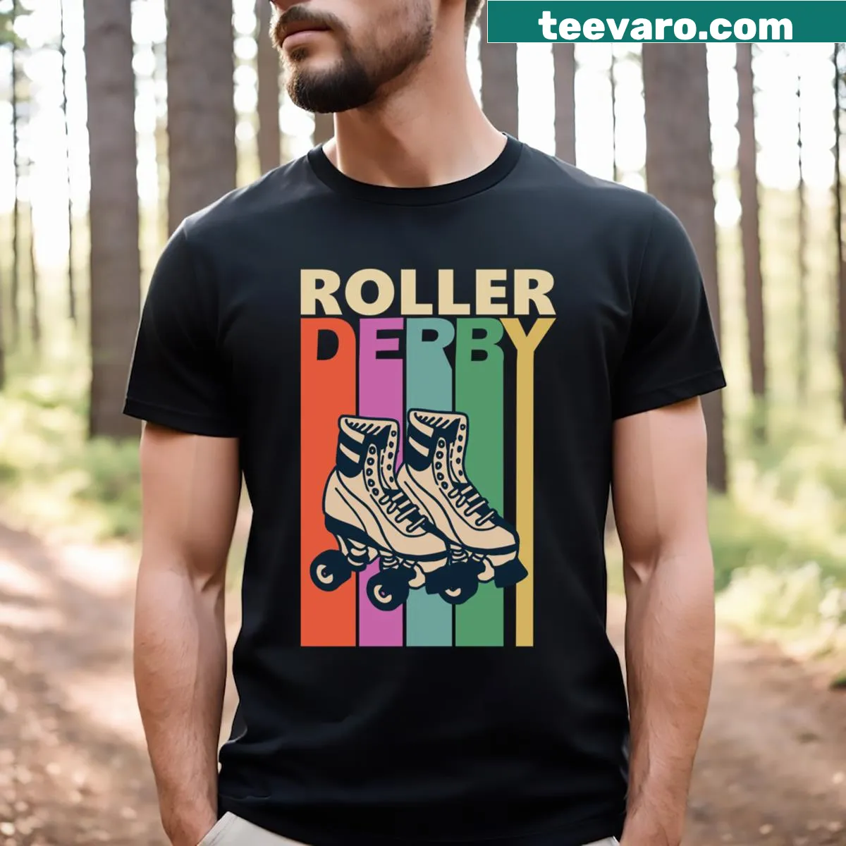 Bold text design declaring roller derby player on a sporty t-shirt — on a men's t-shirt