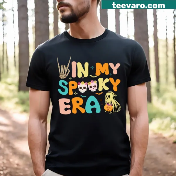 Retro Halloween T-shirt featuring a funny ghost design