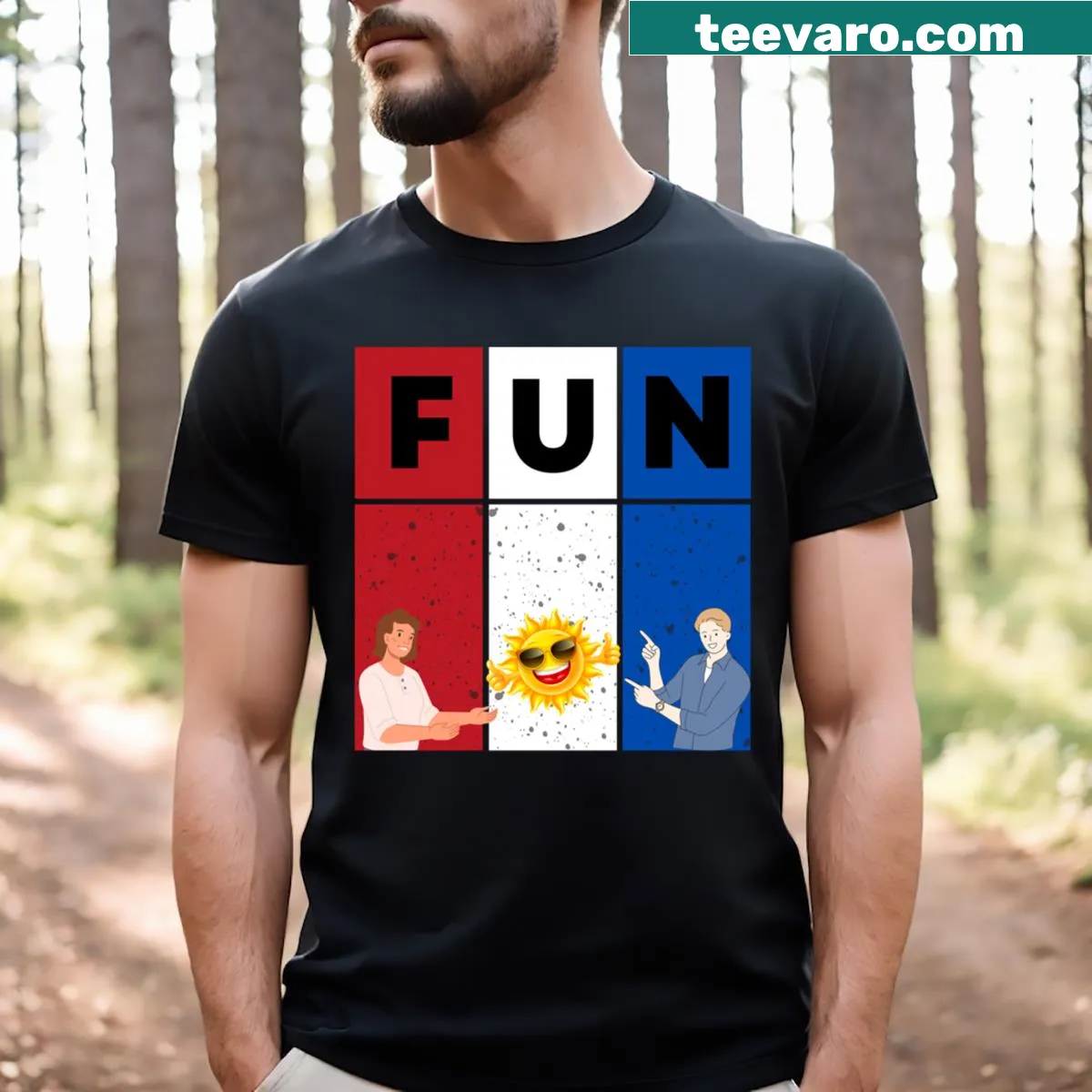 Essential T-shirt with the phrase Let's Have Fun in playful typography — on a men's t-shirt