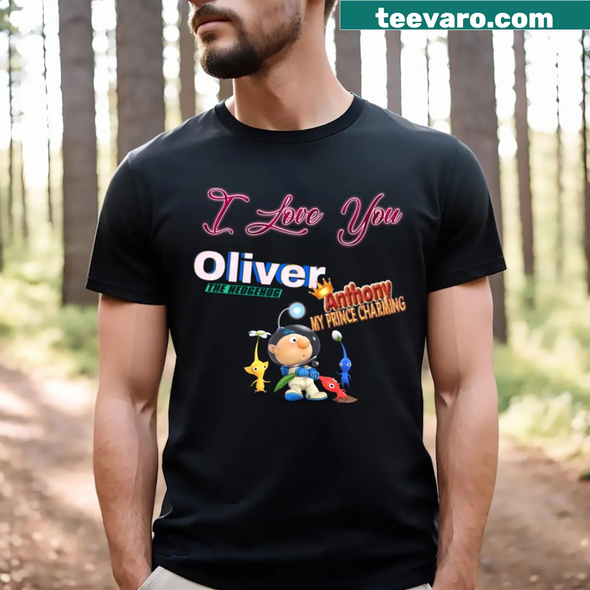 Minimalist Olivvver Anthony t-shirt with bold typography — on a men's t-shirt