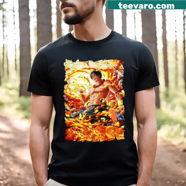 Anime-themed shirt featuring Portgas D Ace graphic illustration