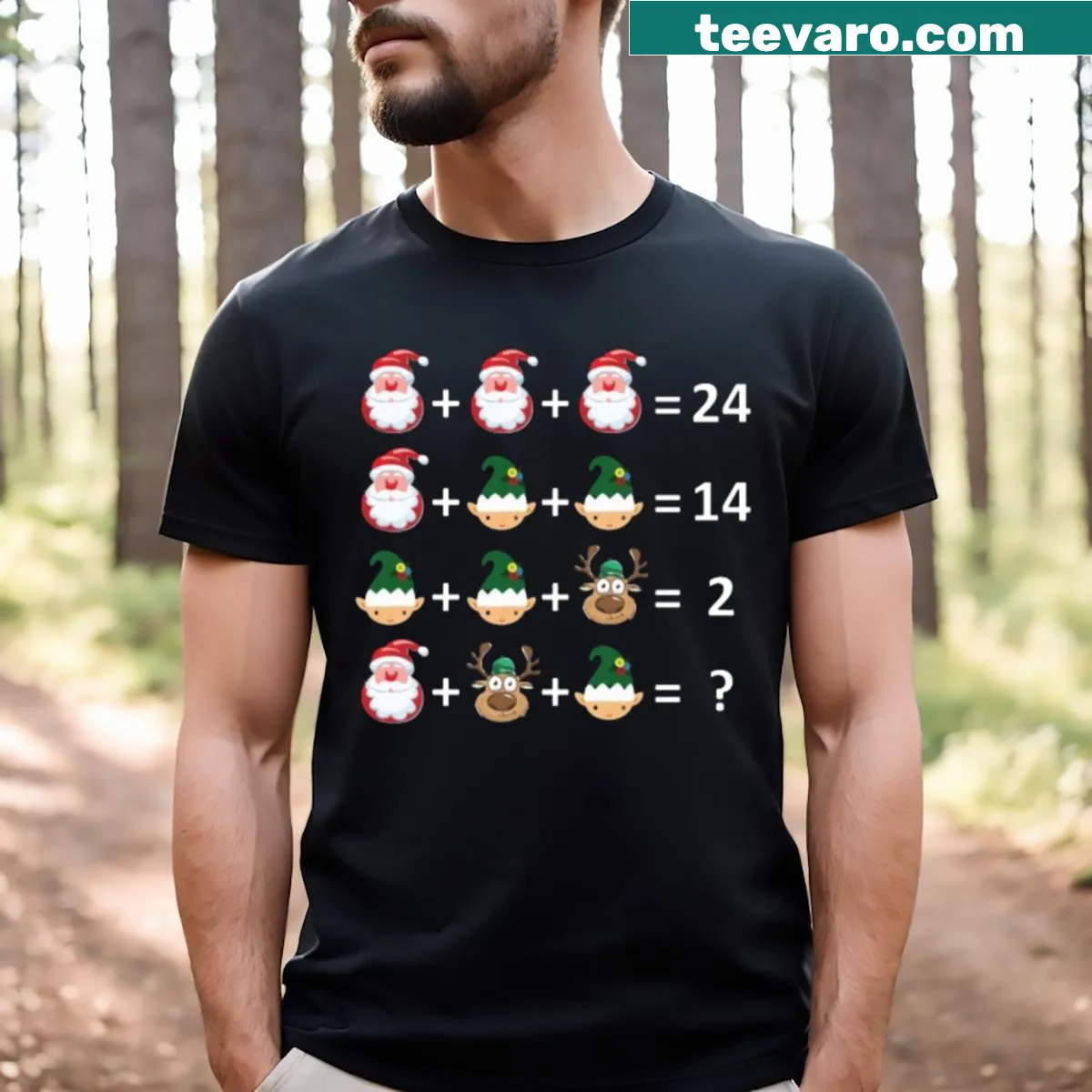 Funny math teacher Christmas t-shirt with order of operations design — on a men's t-shirt