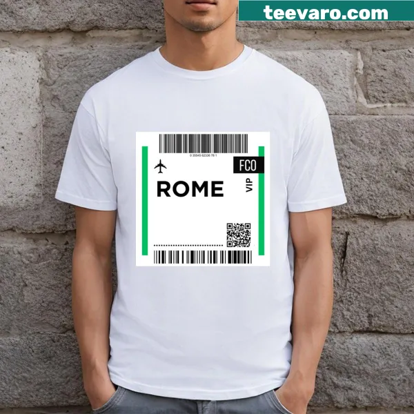 Rome Mini Airplane Boarding Pass t-shirt illustration