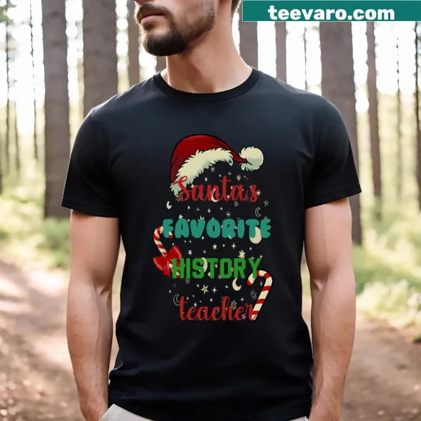 Funny history teacher t-shirt with 'Santa's Favorite' text