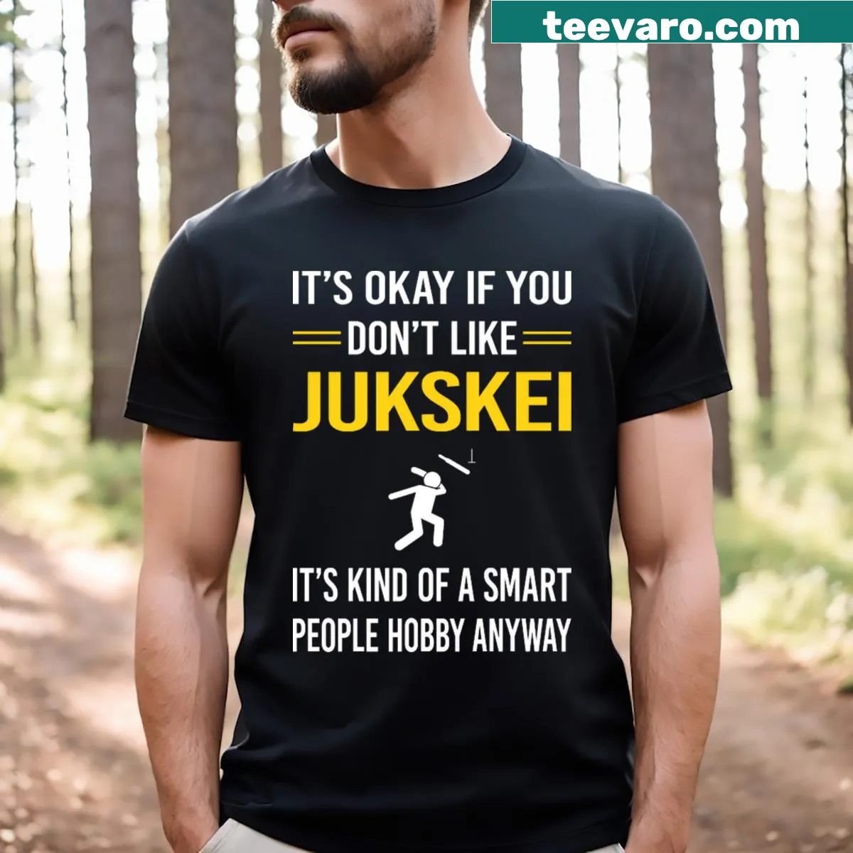 Bold jukskei-themed text on t-shirt. — on a men's t-shirt