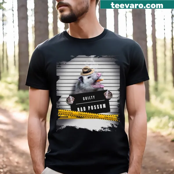 Vintage distressed t-shirt with a playful thug possum graphic