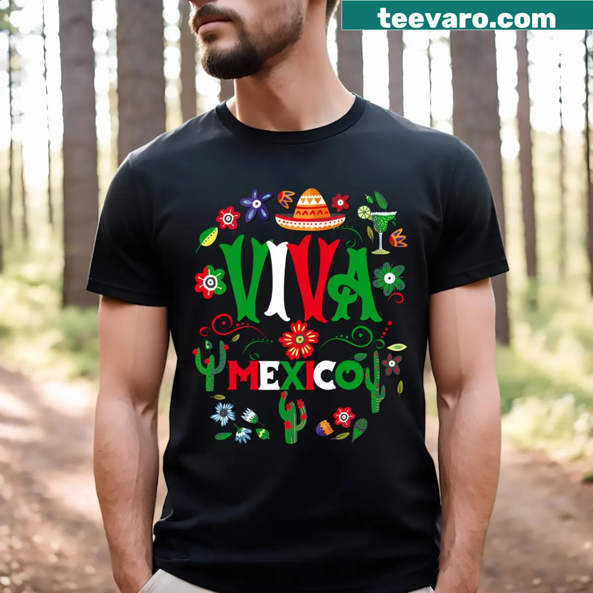 Mexican flag T-shirt celebrating Independence Day — on a men's t-shirt
