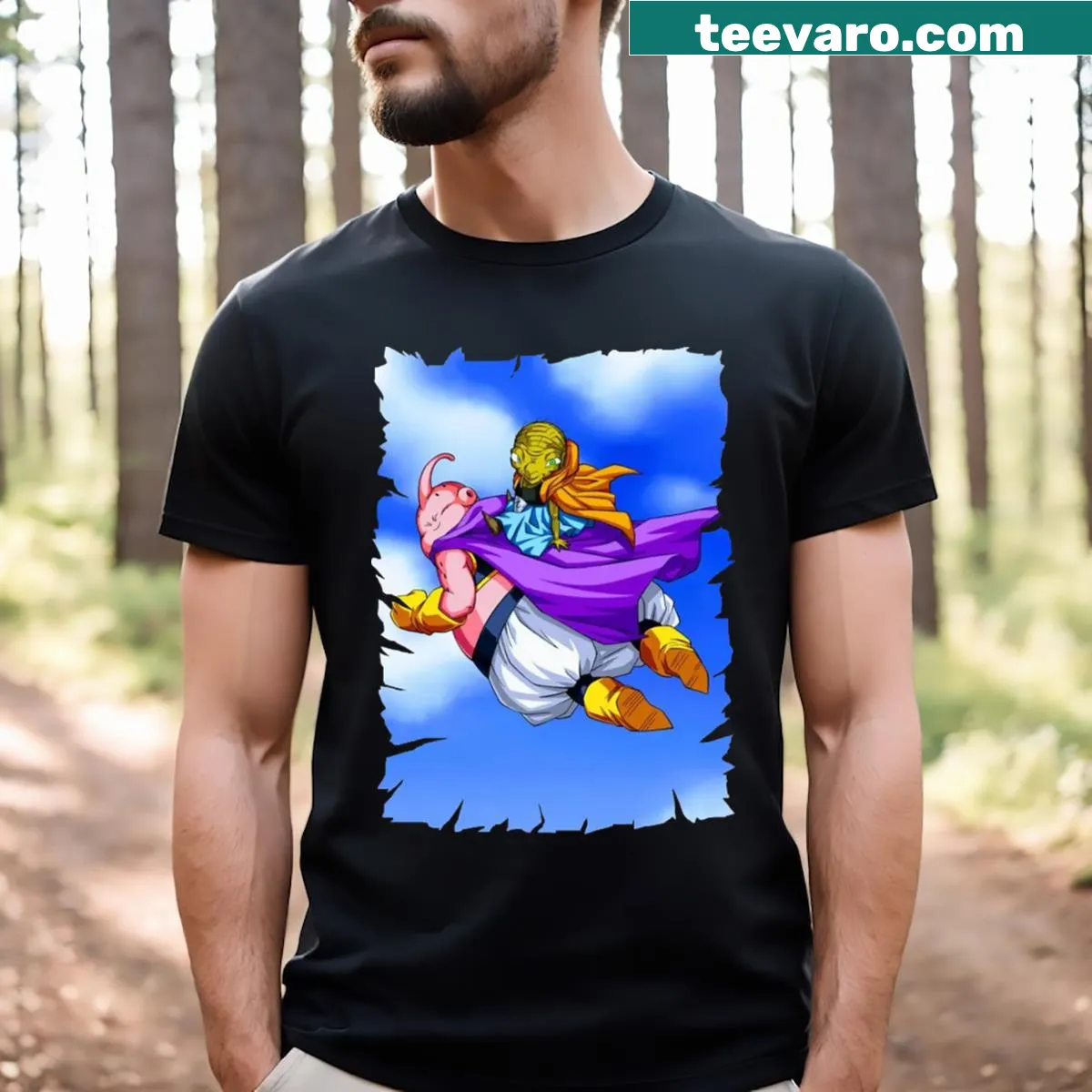 Anime-themed graphic featuring Babidi character on a T-shirt — on a men's t-shirt