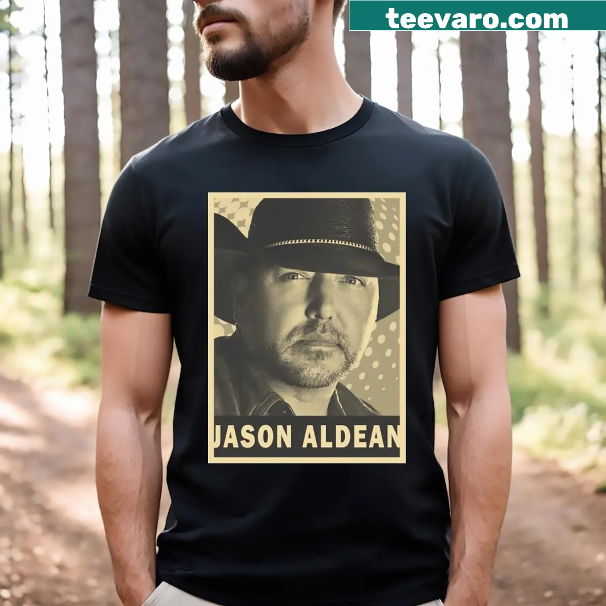Typography design featuring Jason Aldean's name — on a men's t-shirt