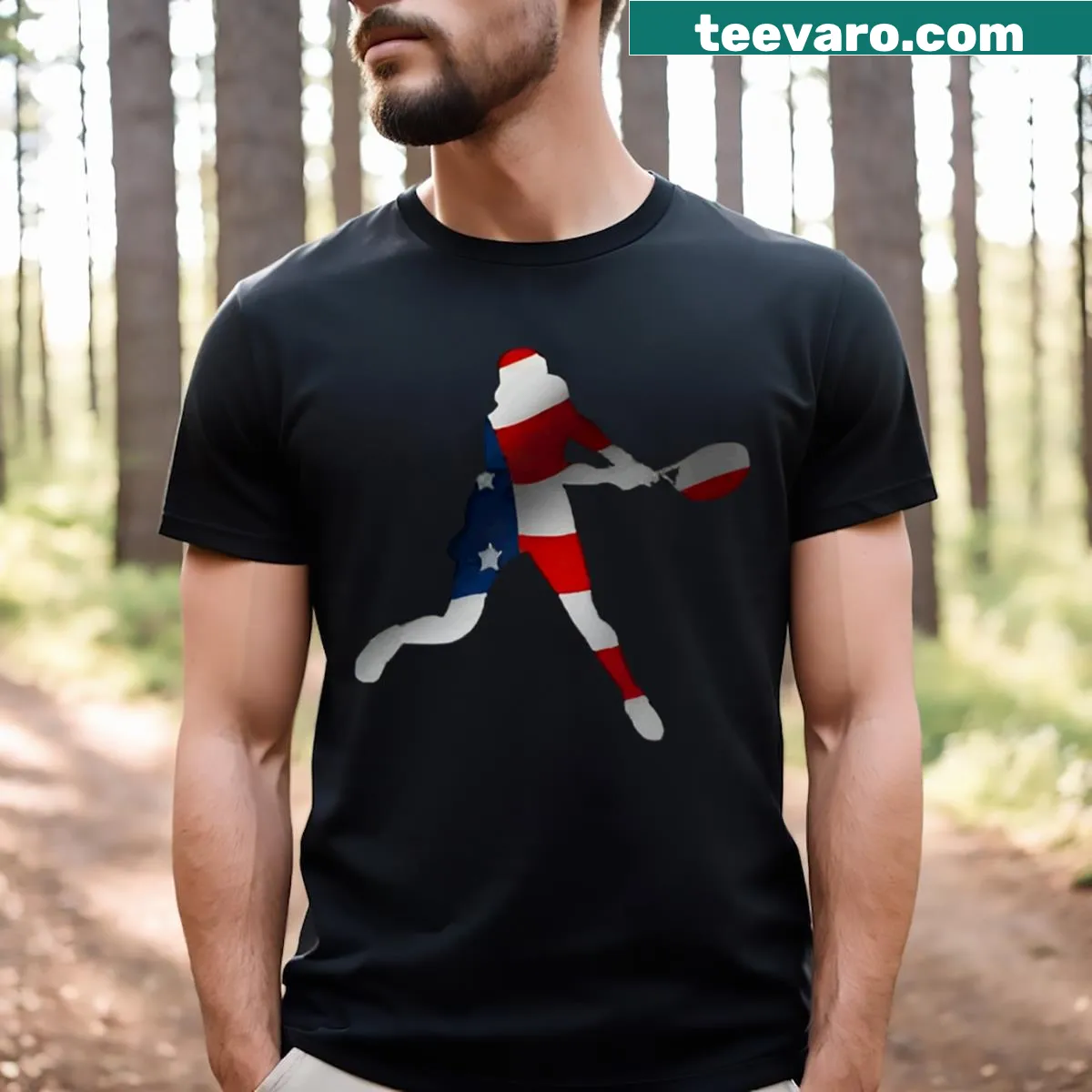 Coco Gauff US Open Champion T-shirt with flag illustration — on a men's t-shirt