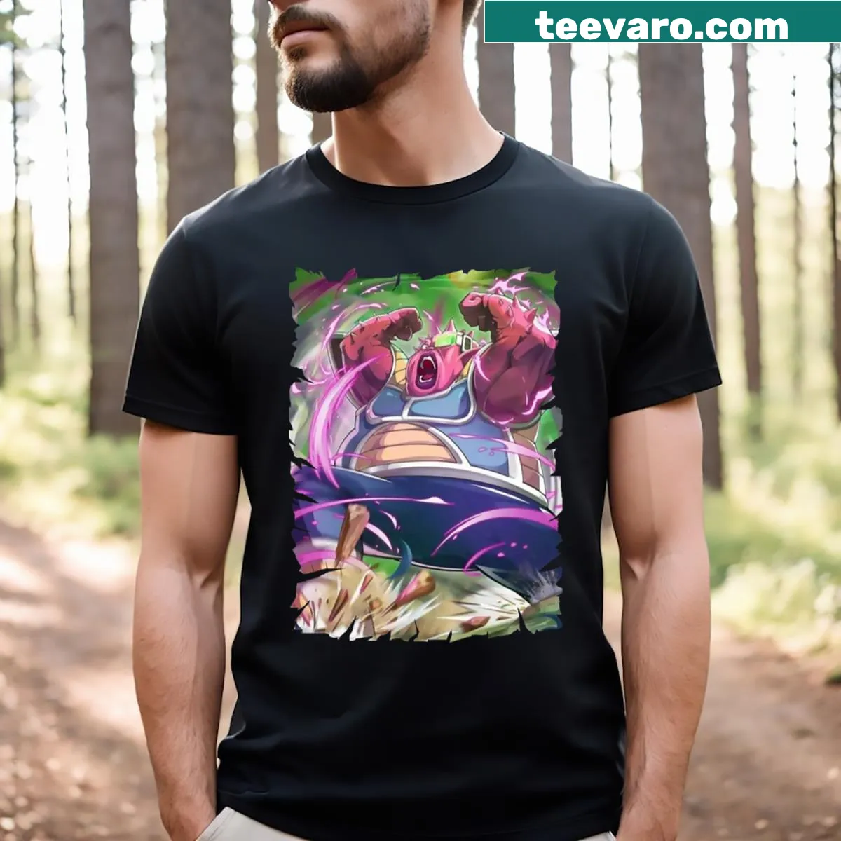 Dodoria character graphic design on an anime T-shirt — on a men's t-shirt