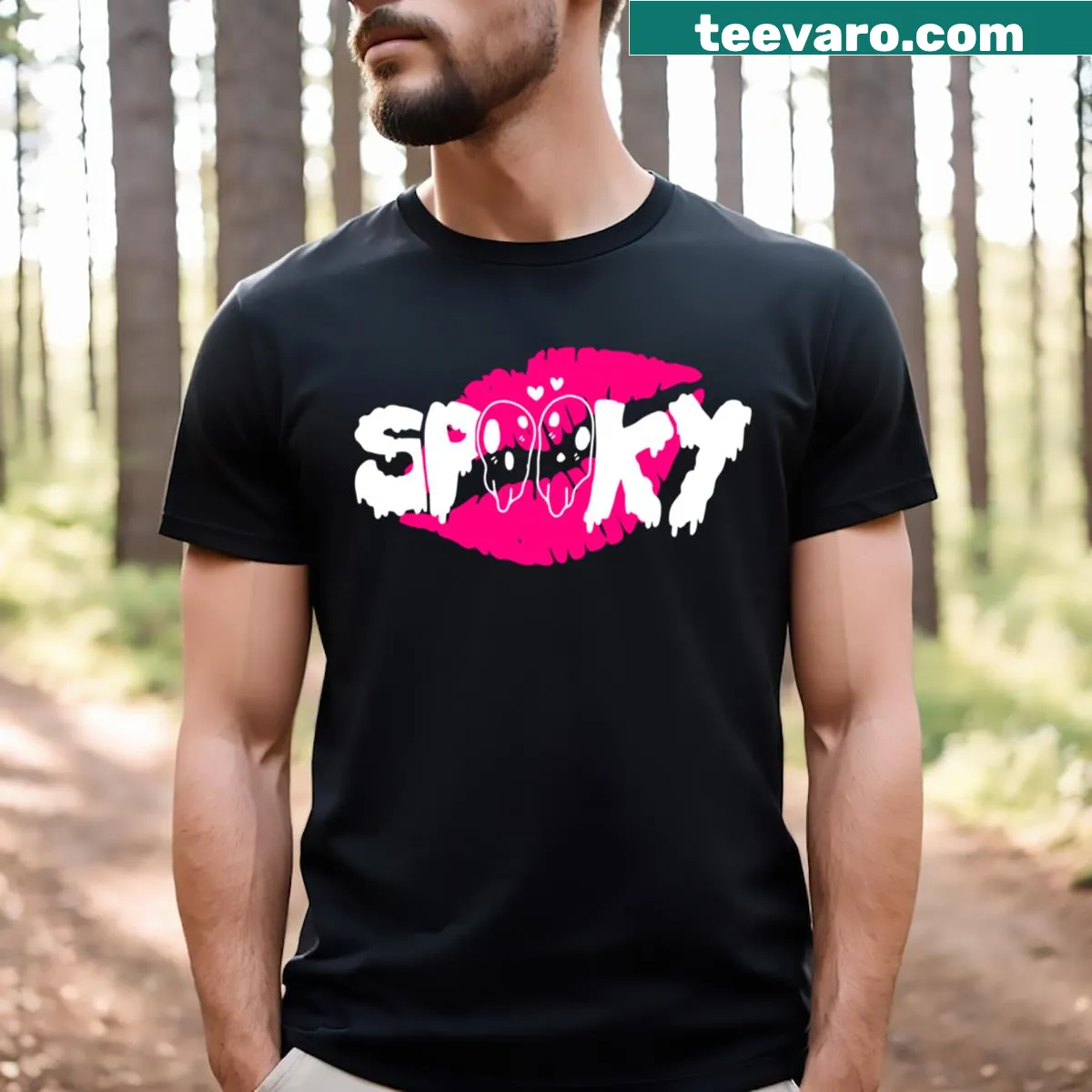 T-shirt with the phrase 'Elegant Haunts' in a spooky design — on a men's t-shirt