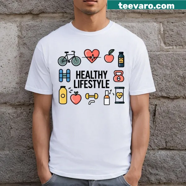 Motivational T-shirt promoting health and fitness with inspiring text