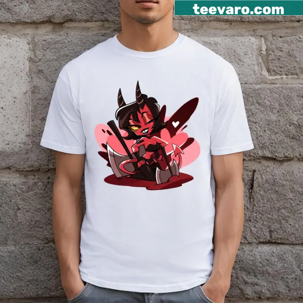 Illustrative t-shirt featuring Millie from Helluva Boss