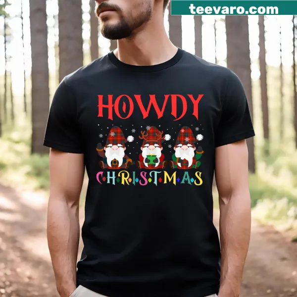 T-shirt featuring a cowboy snowman design for Christmas celebrations