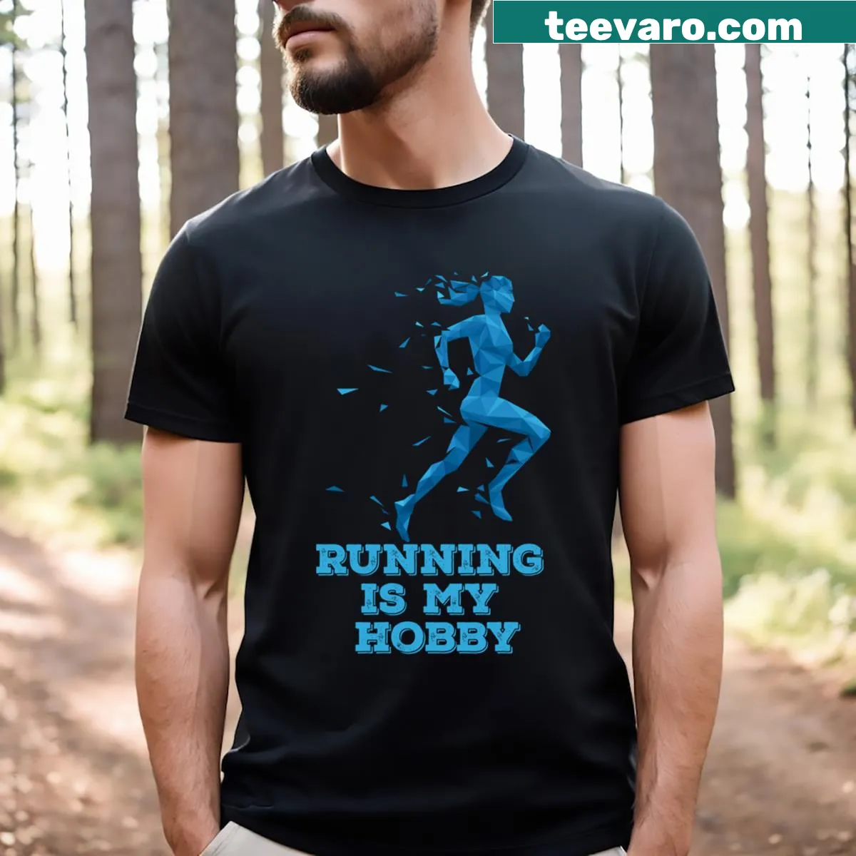 Running is my hobby graphic T-shirt — on a men's t-shirt