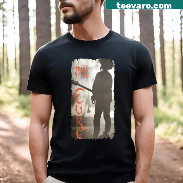 Vintage distressed T-shirt featuring The Cure band's logo