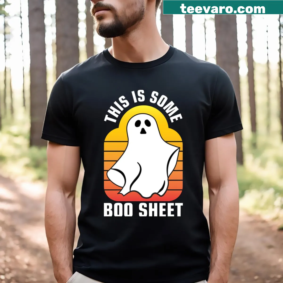 Funny t-shirt with the phrase 'This Is Some Boo Sheet' in bold typography — on a men's t-shirt