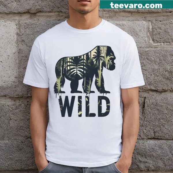 Funny gorilla graphic t-shirt with sticker mug design