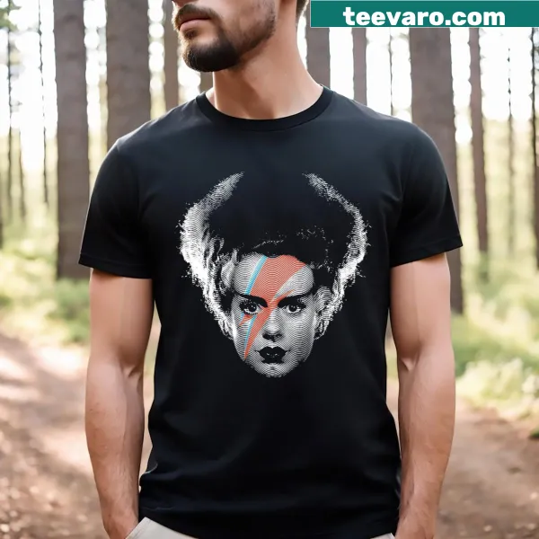 Bold Bride of Bowie Frankenstein t-shirt with artistic graphic