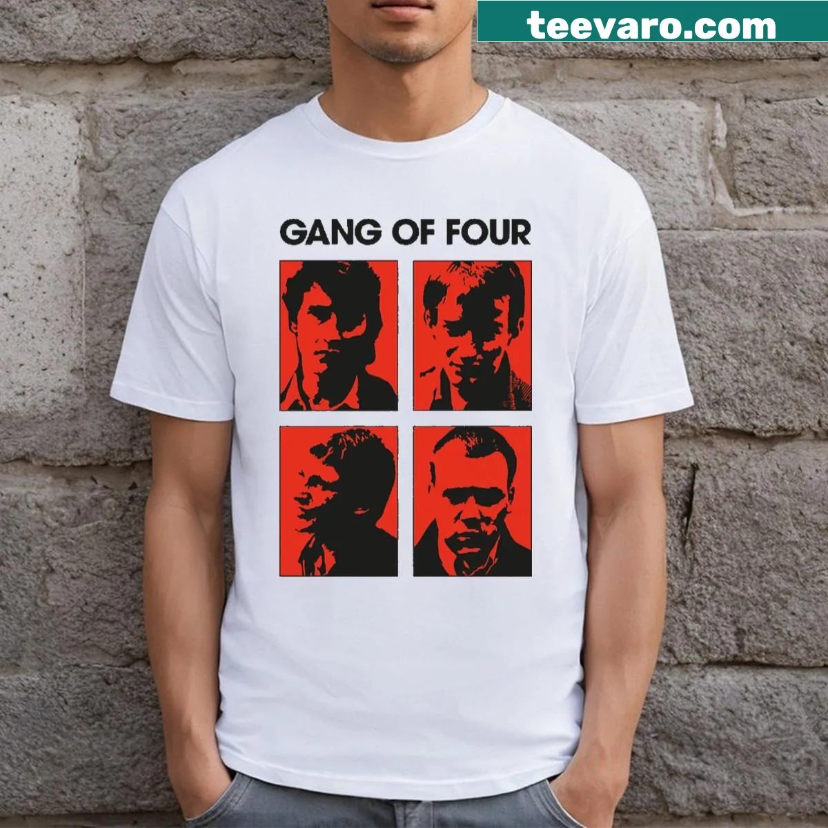 Gang Of Four T-shirt featuring bold typography — on a men's t-shirt