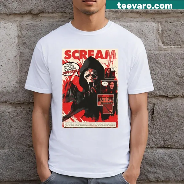 Vintage comic cover design t-shirt featuring horror movie elements