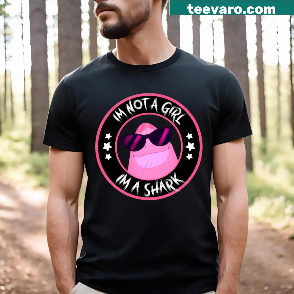 Humorous shark-themed t-shirt saying 'I'm Not A Girl I'm A Shark' — on a men's t-shirt