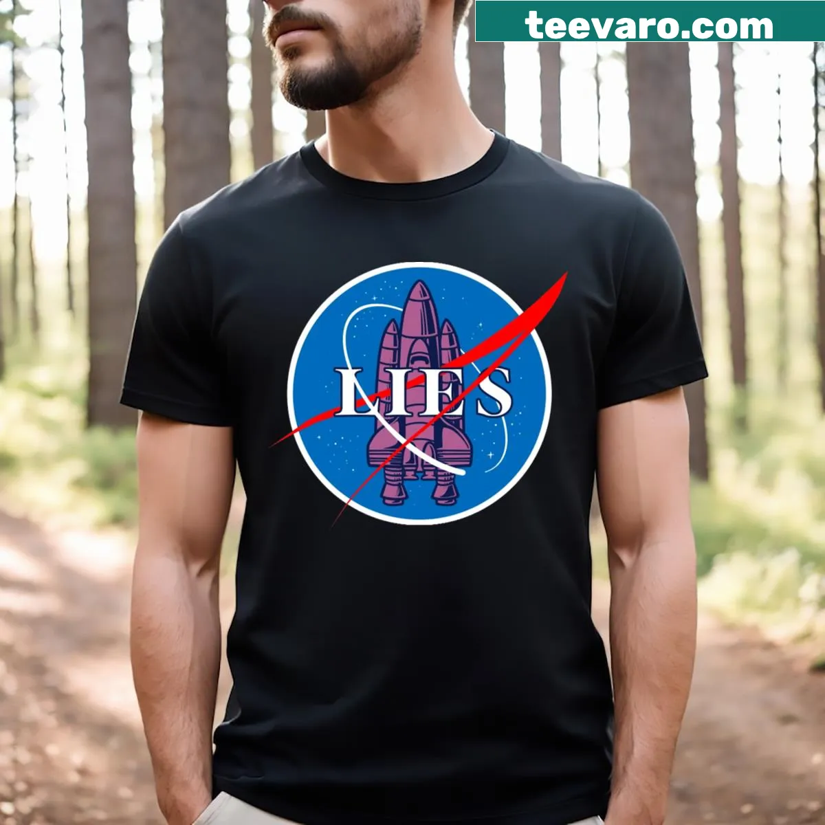 Tribute design t-shirt featuring a NASA logo twist — on a men's t-shirt