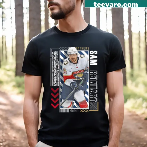 Vintage-style T-shirt featuring Sam Reinhart hockey graphic