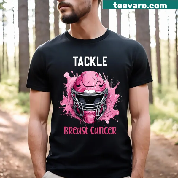 Kids t-shirt with football and pink ribbon for breast cancer awareness