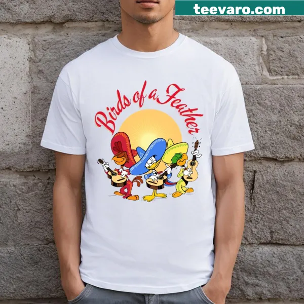 Cartoon design of three birds on a T-shirt