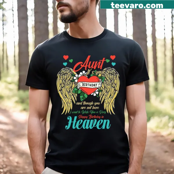 Angel illustration memorial t-shirt for an aunt's birthday