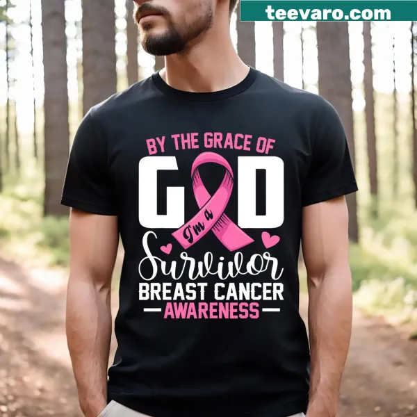 Inspirational breast cancer survivor text on T-shirt