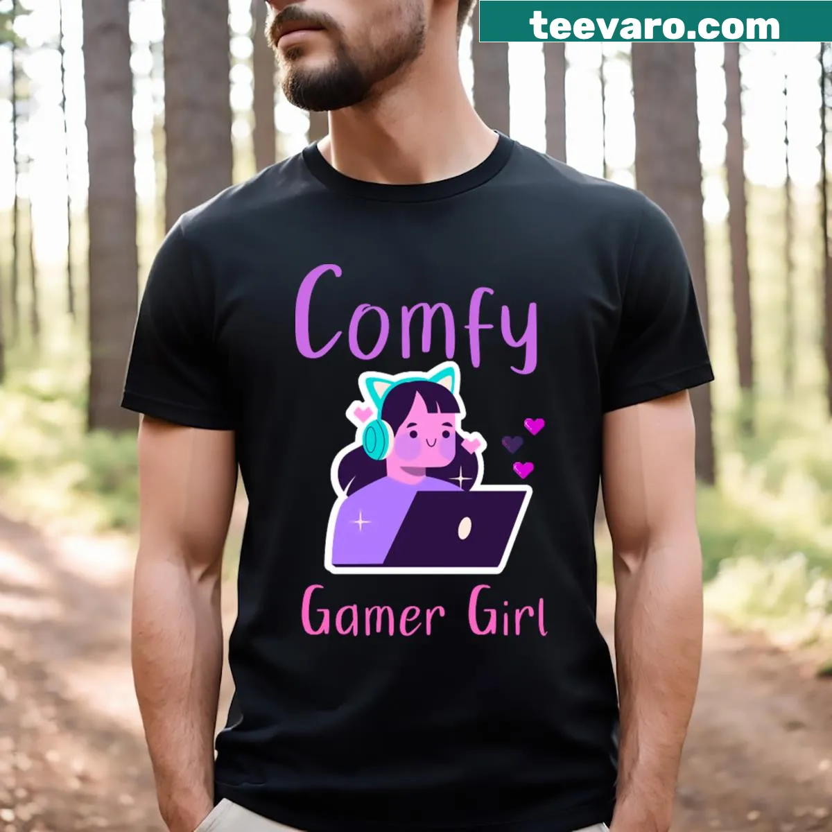 Cute T-shirt for gamer girls with a fun gaming graphic — on a men's t-shirt