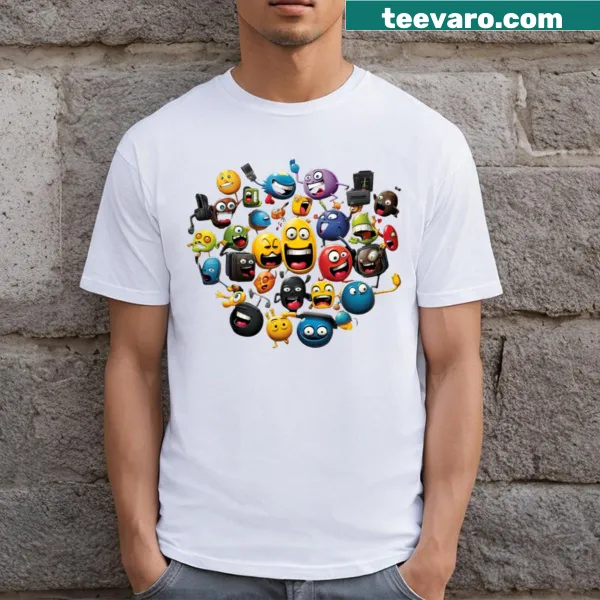 T-shirt featuring a laughing emoji graphic