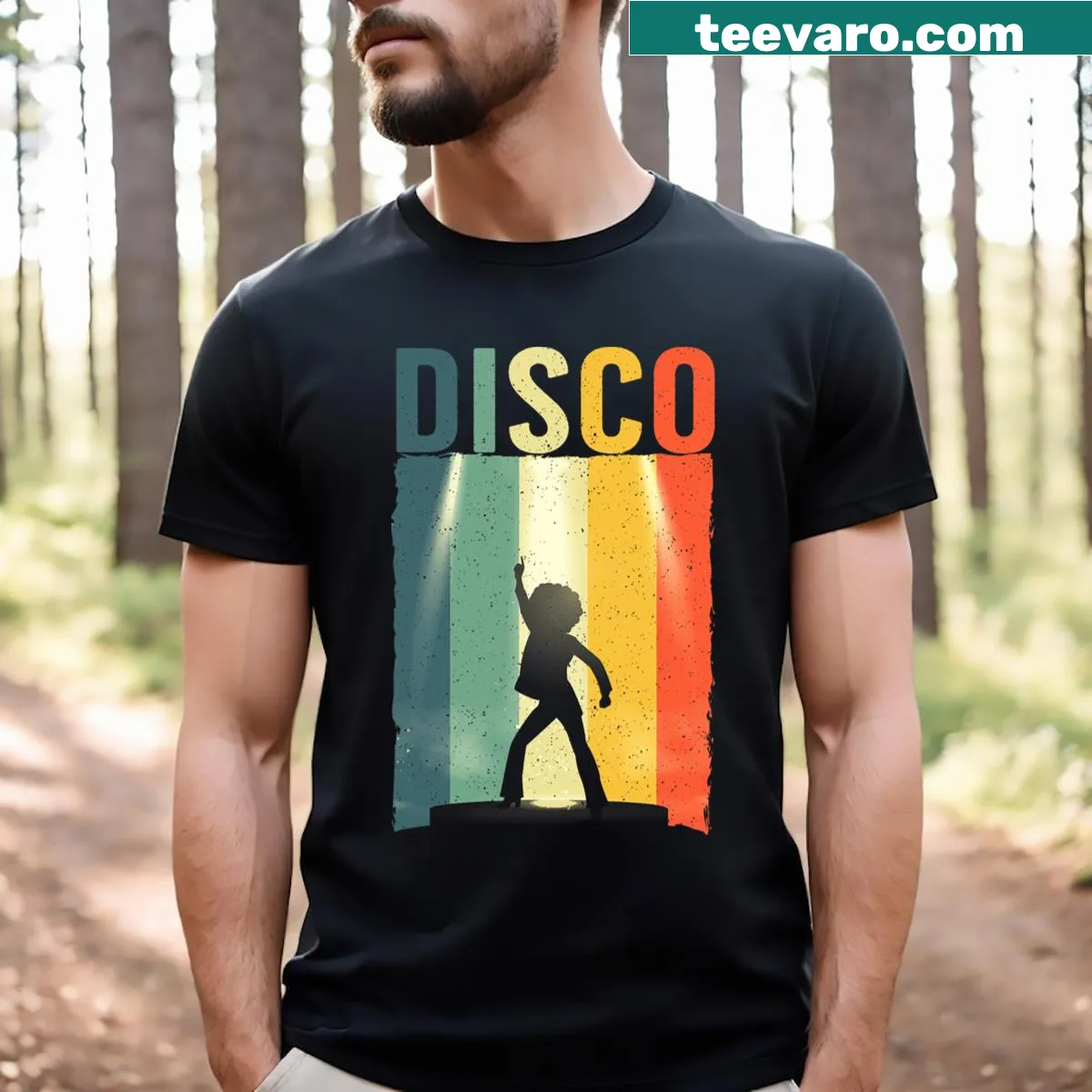 Disco-themed t-shirt with fun typography for dance lovers — on a men's t-shirt
