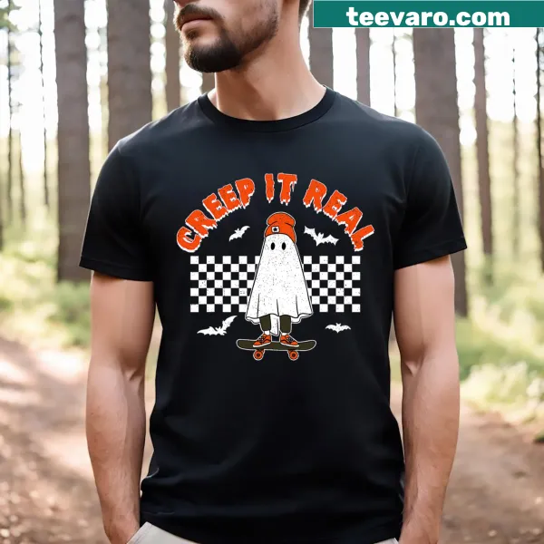 Cartoon ghost on a skateboard with text