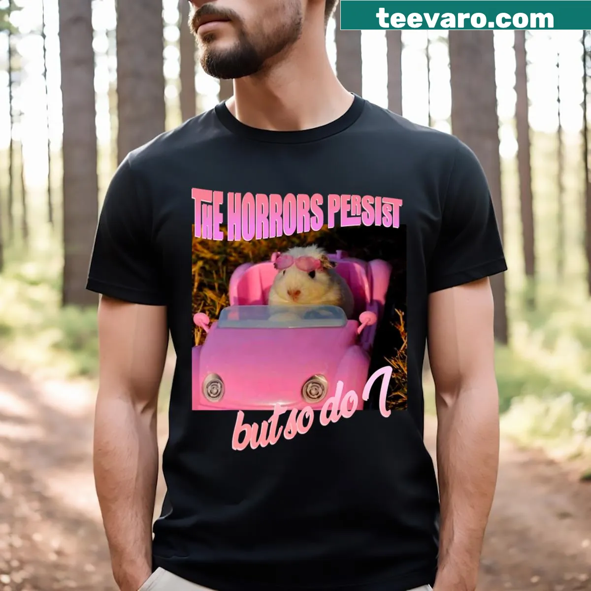 Funny Halloween hamster t-shirt with humorous text. — on a men's t-shirt