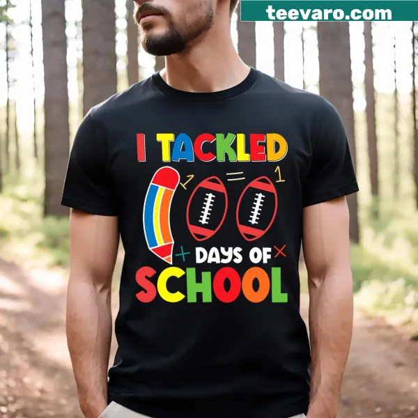 100th day of school T-shirt with celebratory graphics and text