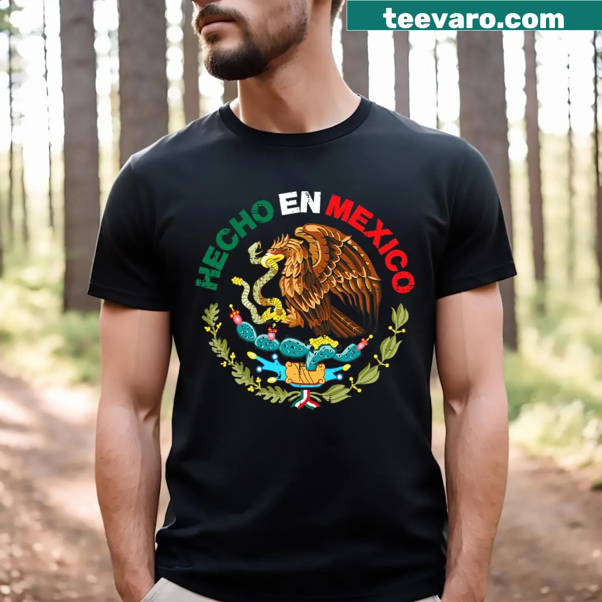 Eagle design T-shirt celebrating Mexican Independence Day with text — on a men's t-shirt