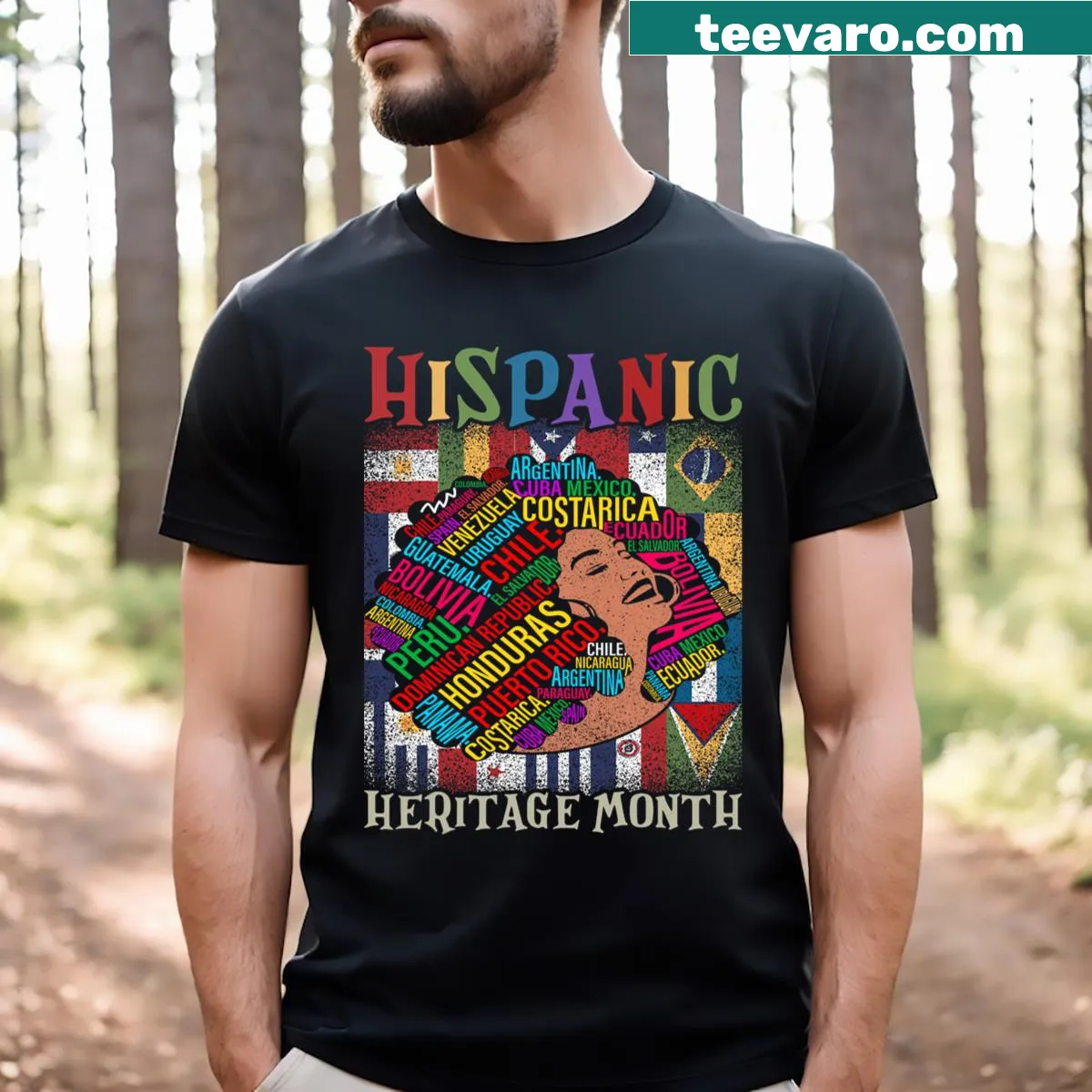 T-shirt for Latina girls with flags of Latino countries design. — on a men's t-shirt