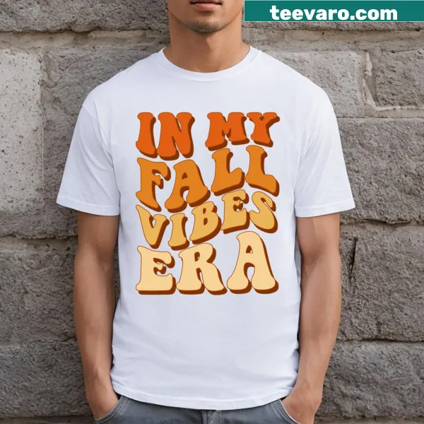 Retro autumn-themed t-shirt with groovy fonts and fall graphics