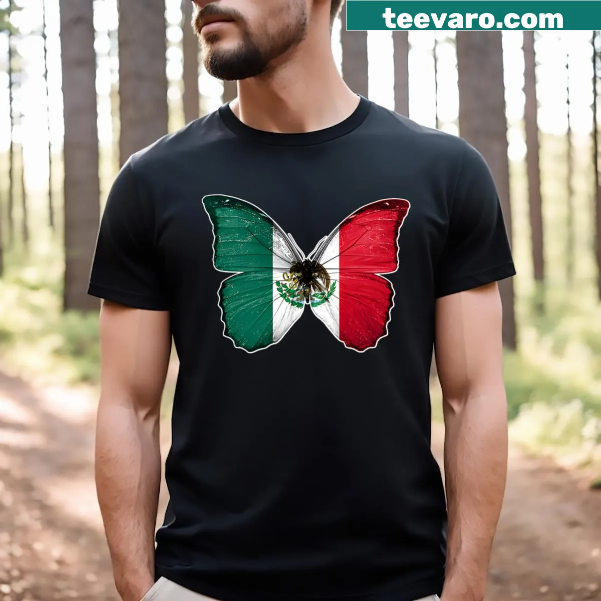 T-shirt featuring a butterfly design for Mexican Independence Day — on a men's t-shirt