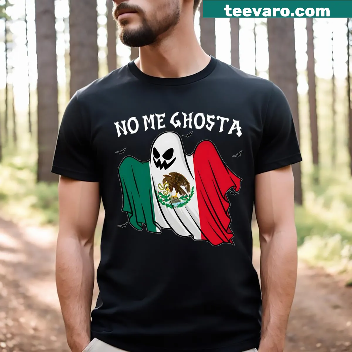 Funny Halloween ghost t-shirt with humorous text — on a men's t-shirt