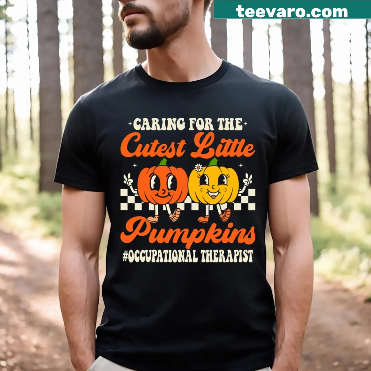 Funny Halloween t-shirt for occupational therapists with cartoon graphic — on a men's t-shirt