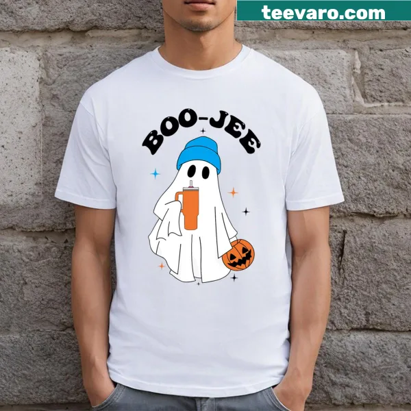 Adorable ghost graphic with Boujee Boojee text for kids' Halloween