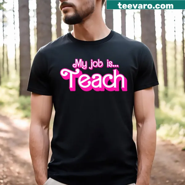 Funny teacher life t-shirt with My Job Is Teach in retro style