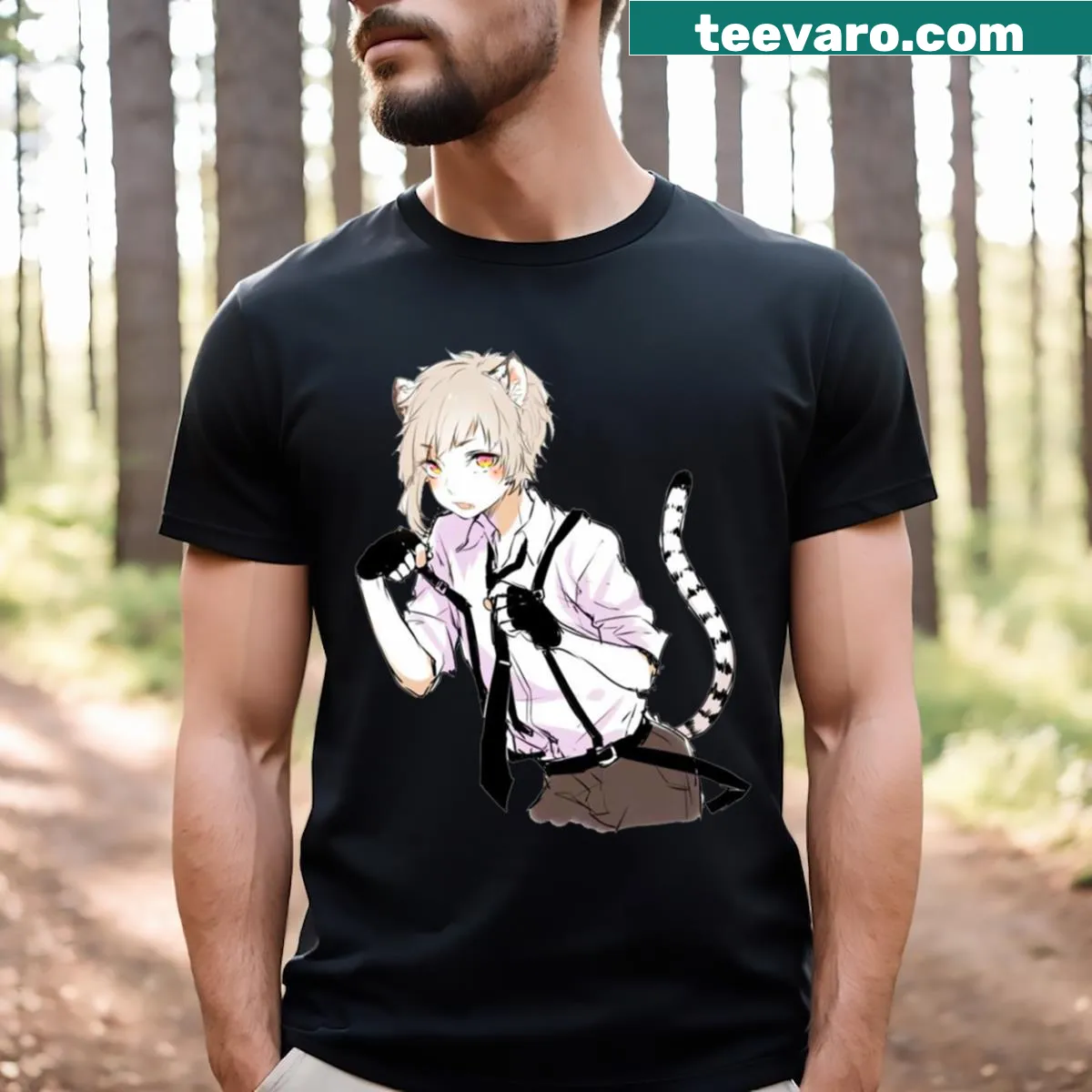 Illustrative T-shirt featuring design inspired by Atsushi Nakajima — on a men's t-shirt